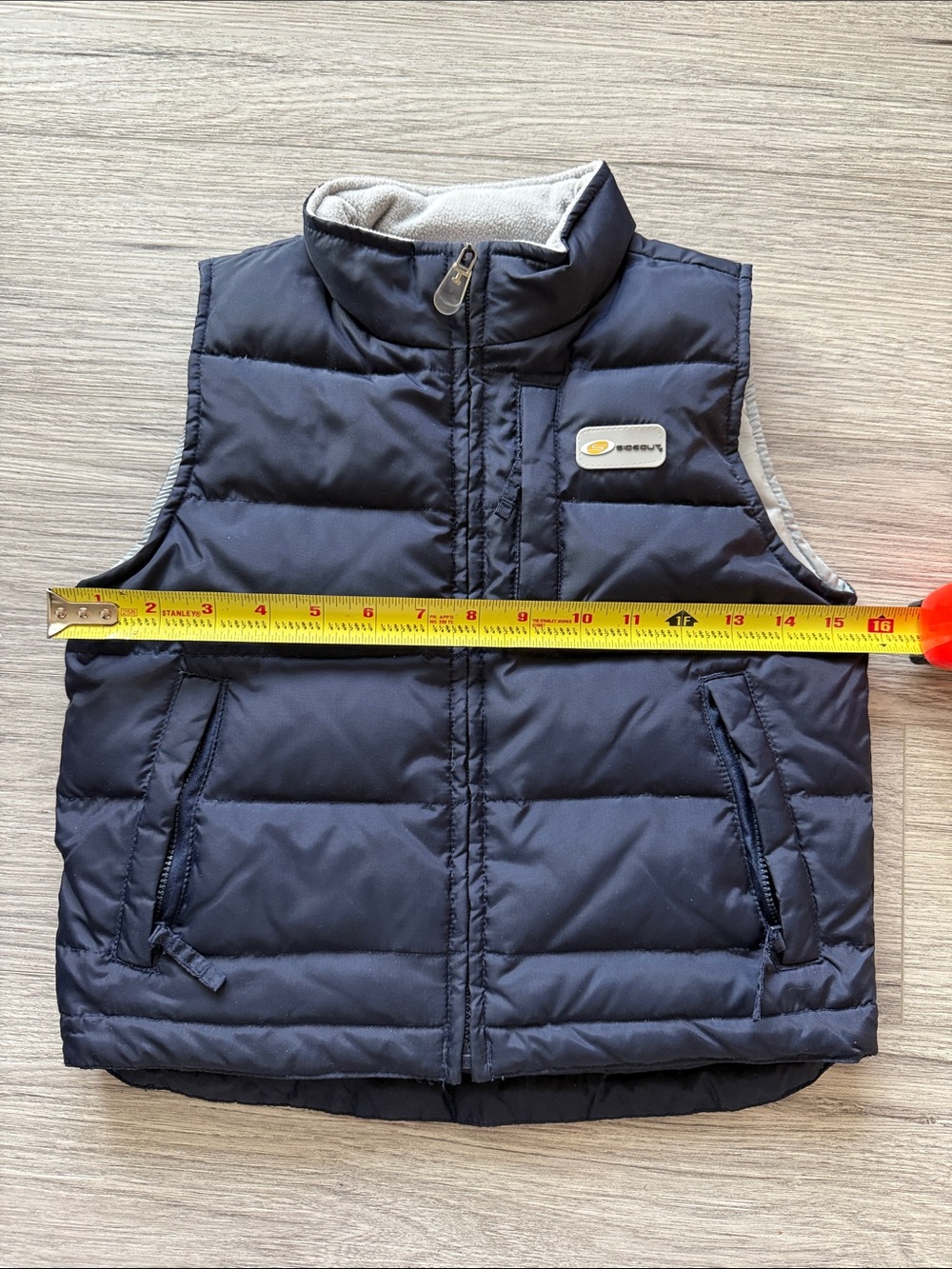 Kids Navy Quilted Puffer Vest - Insulated Sleeveless Jacket Size S(4) - Picture 3 of 6